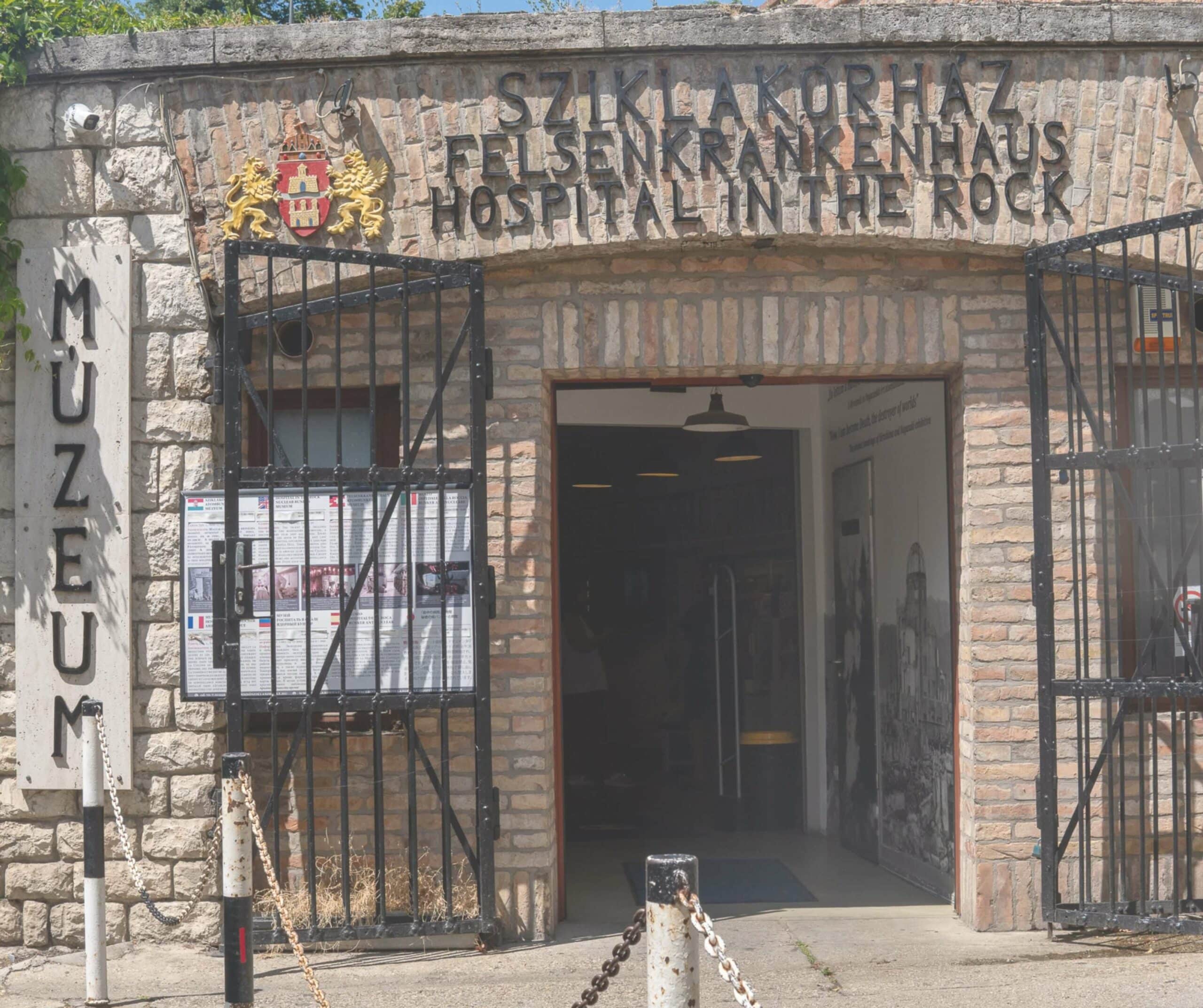Entrance to the Hospital in the Rock museum beneath Castle Hill in Budapest