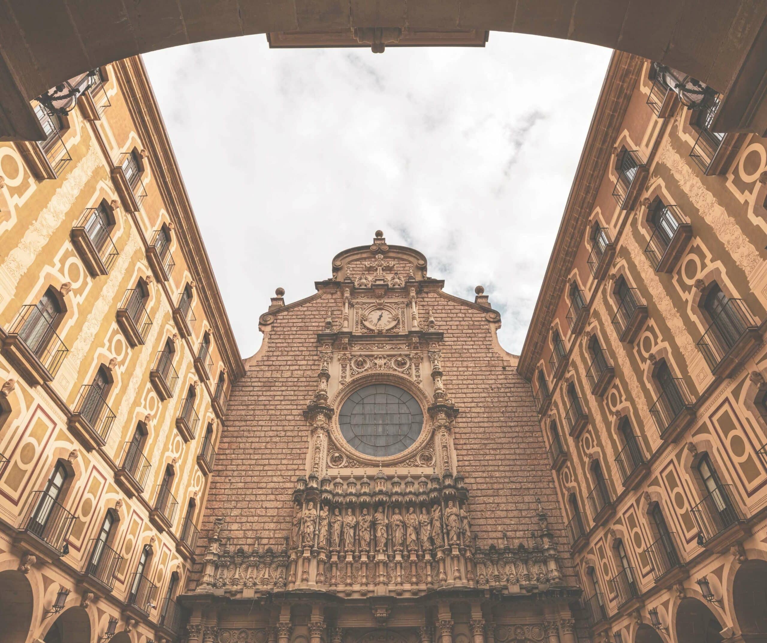 a close up on the monserrat basilica