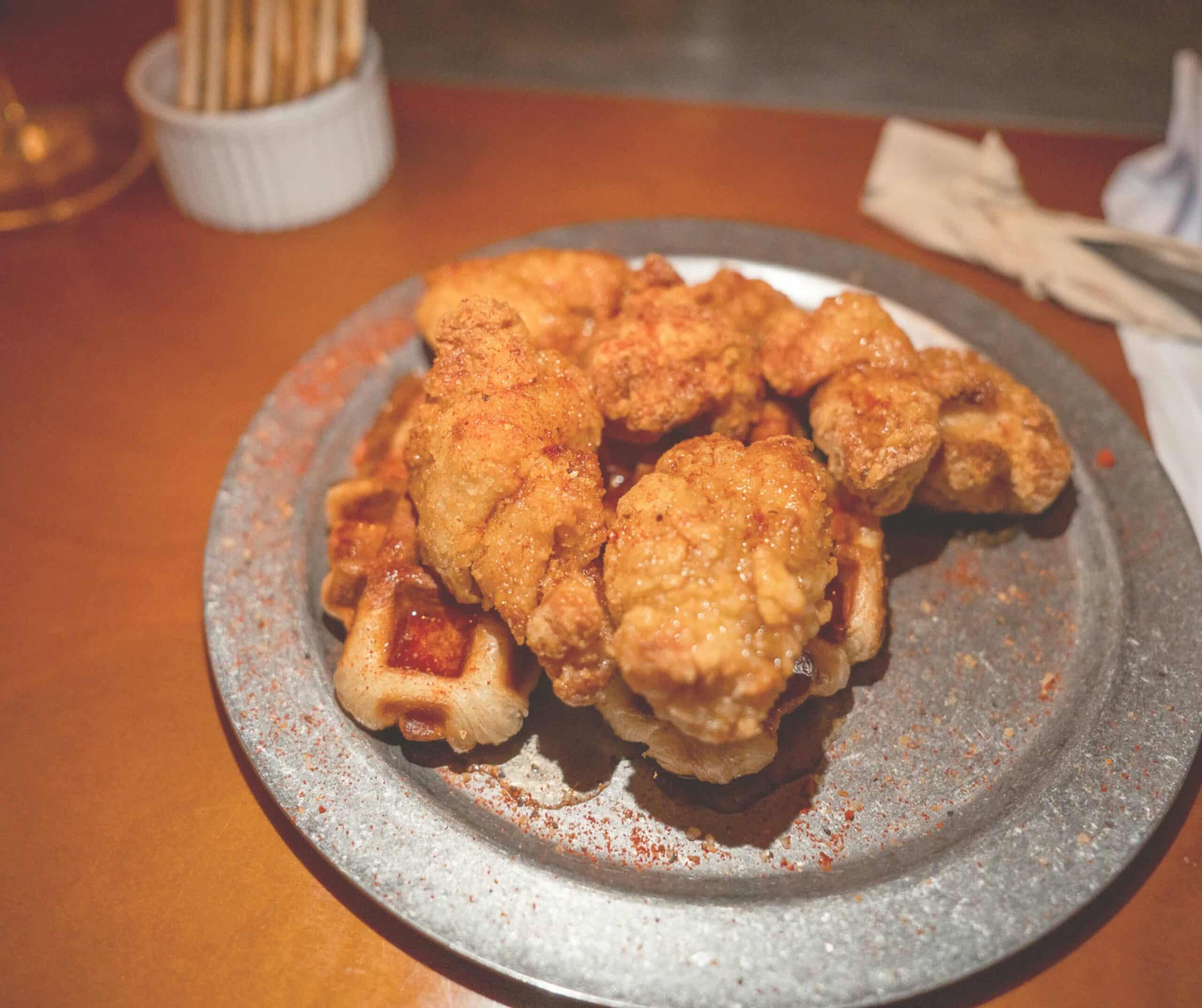 Crispy chicken and waffles at The Storage Room, Seoul
